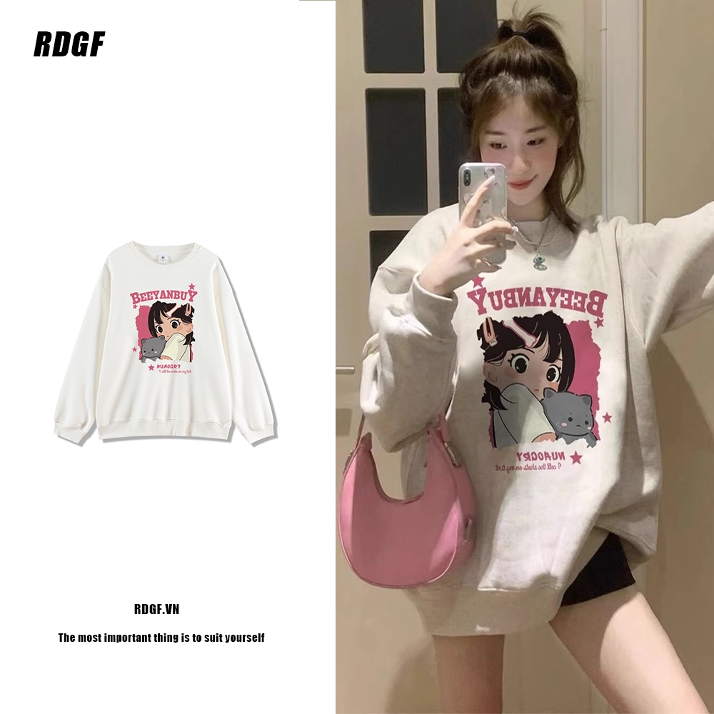 Áo sweater Cổ Tròn oversize Thời Trang Mùa Đông Hàn Quốc