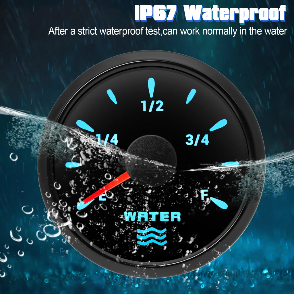 Đồng Hồ Đo Mực Nước 425mm 0-190 ohm 52mm 7 Màu Sắc 12v 24v Chuyên Dụng Cho Tàu Thuyền