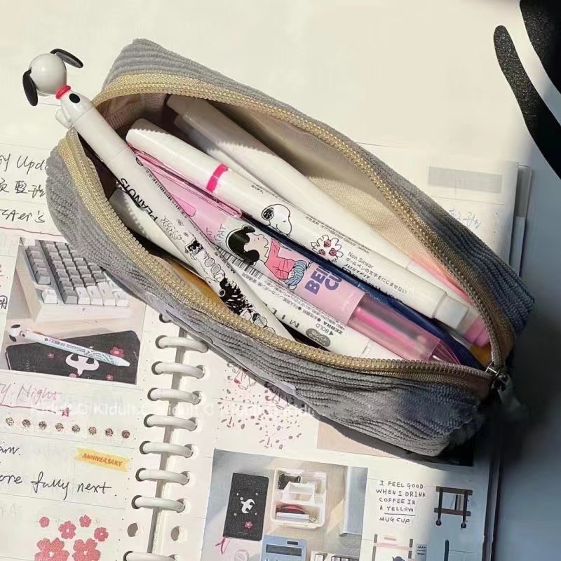 Hộp bút Túi Túi Đựng Bút Vải Nhung Kẻ Hình Cá Mập Dễ Thương