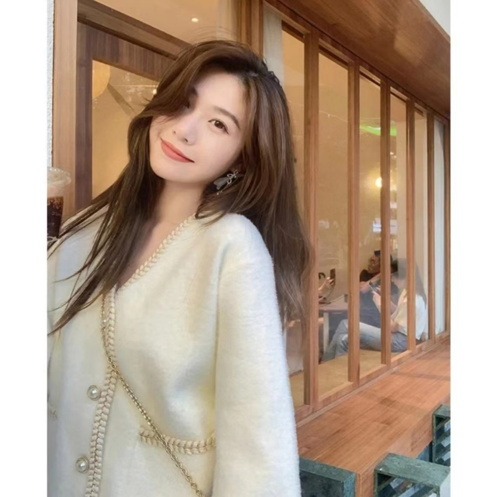 DIAKE♥Áo khoác dạ tweed Áo Khoác Len Lông Cừu Dày Dặn Giữ Ấm Dày Dặn Phối Màu Đen Trắng Mùa Thu Đông Cá Tính Phong Cách Cho Nữ