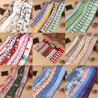 Khăn quàng cổ dài bằng lụa họa tiết hoa nhỏ thời trang nữ kiểu Pháp cổ điển