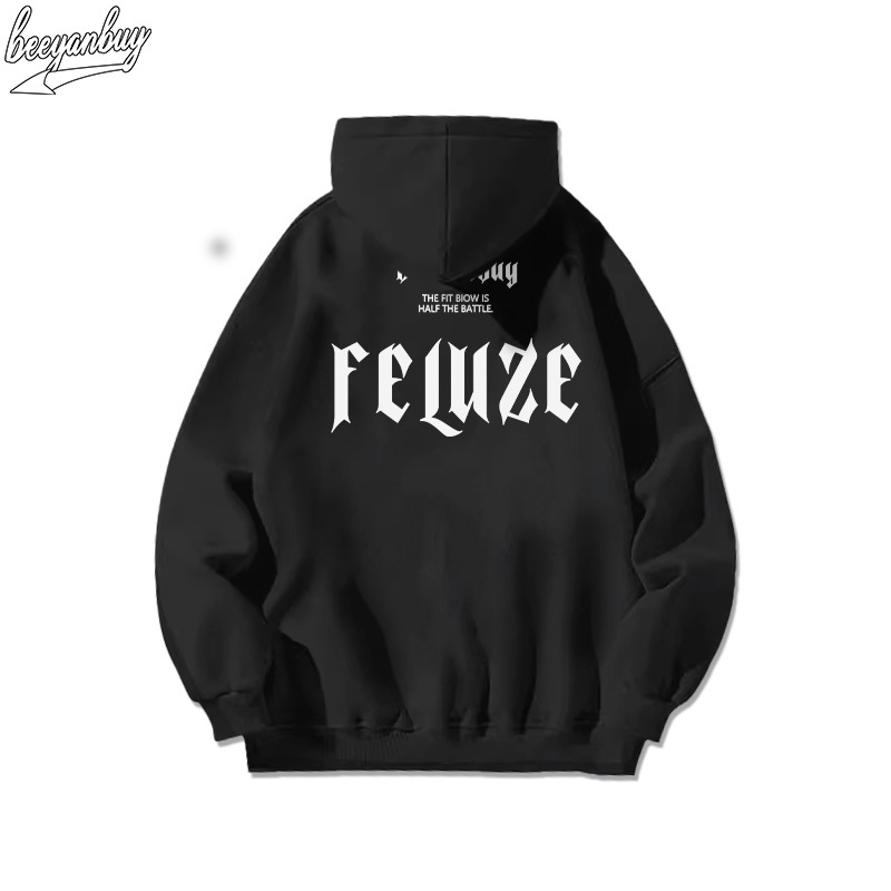 Áo Hoodie Cotton đen  BEEYANBUY áo nỉ tay dài thời trang đẹp in hình unisex 100% cotton-Y0497