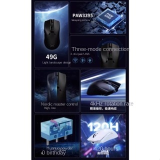 DELUX M800ultra Lightweight three-mode wired wireless 2.4G Bluetooth game mouse