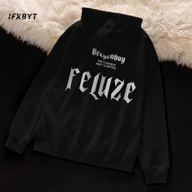 Áo Hoodie Cotton đen mùa thu và mùa đông IFXBYT áo nỉ tay dài thời trang in hình vintage  unisex 100% cotton-Y0497