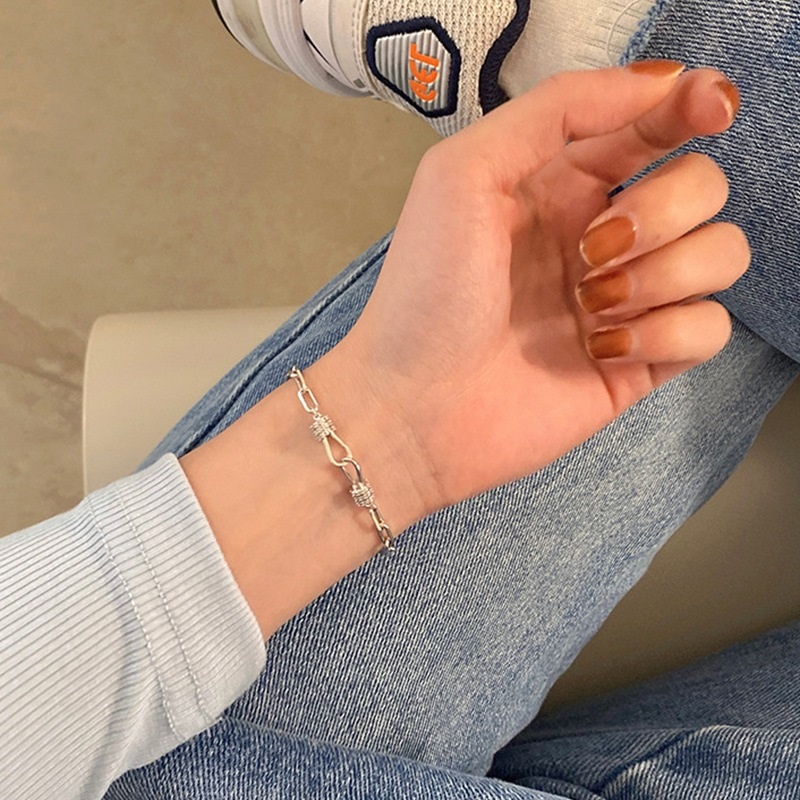 Vòng Tay Mạ Bạc 925 Đính Hạt Hình Ngôi Sao / Mặt Trăng / Trái Tim Thời Trang Cho Nữ