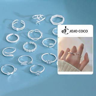 JOJO COCO nhẫn bạc Hình Hoa Thời Trang Hàn Quốc Có Thể Điều Chỉnh Cho Nữ