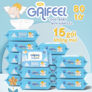  GAIFEEL Set 15 túi 1200 khăn giấy ướt khăn ướt Khăn lau 15gói dành cho trẻ em 