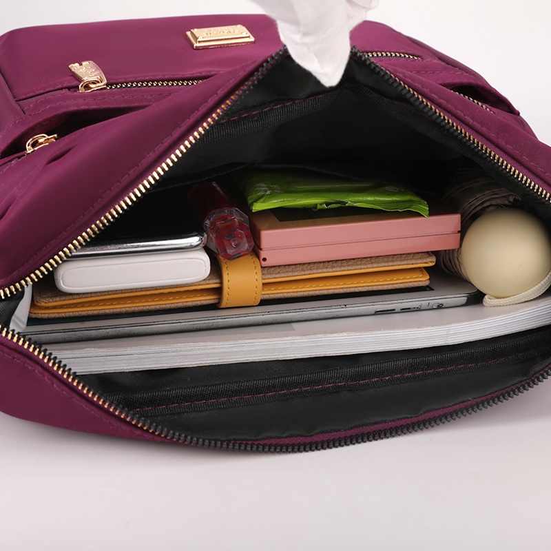 Túi Xách nylon Nhiều Ngăn Dung Tích Lớn Màu Trơn Thời Trang Cho Nữ