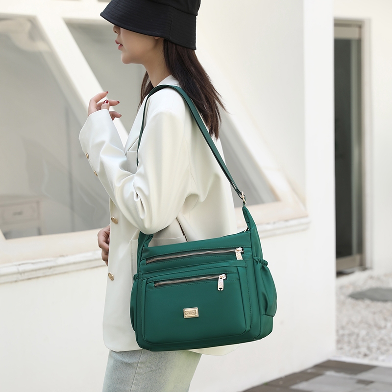 Túi Xách nylon Nhiều Ngăn Dung Tích Lớn Màu Trơn Thời Trang Cho Nữ