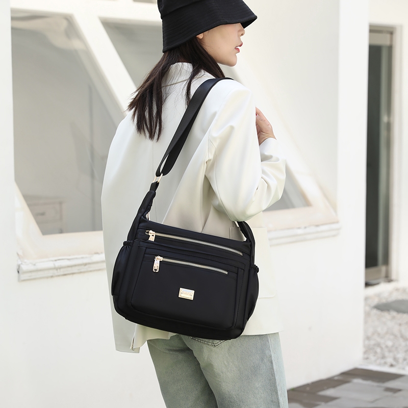 Túi Xách nylon Nhiều Ngăn Dung Tích Lớn Màu Trơn Thời Trang Cho Nữ