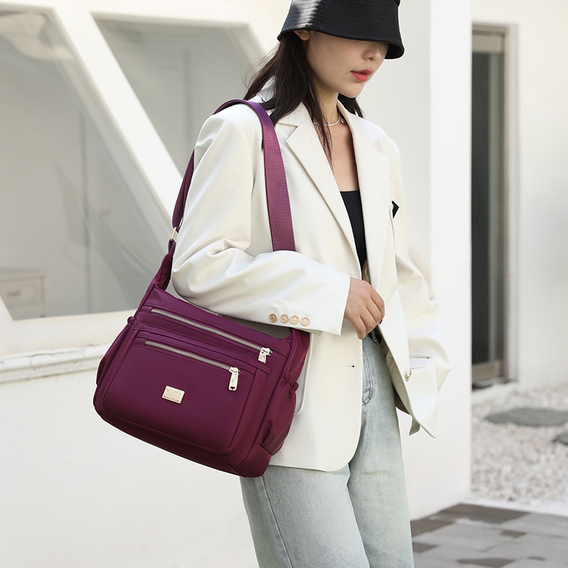 Túi Xách nylon Nhiều Ngăn Dung Tích Lớn Màu Trơn Thời Trang Cho Nữ