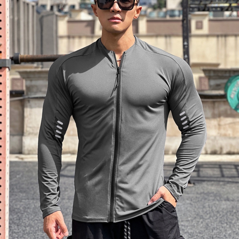 Áo Khoác Thể Thao Dài Tay Khóa Kéo Thoáng Khí Thoải Mái Cho Nam