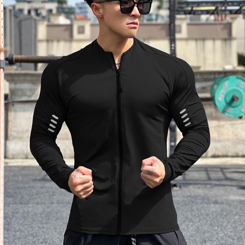 Áo Khoác Thể Thao Dài Tay Khóa Kéo Thoáng Khí Thoải Mái Cho Nam