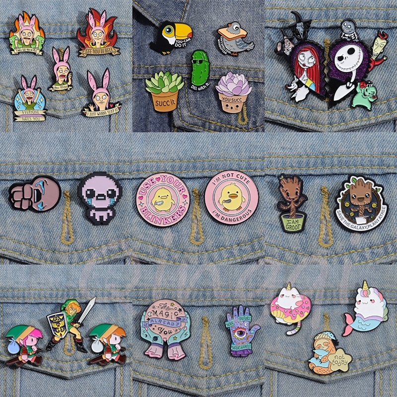 Set 2-3 Ghim Cài Áo Tạo Hình Các Nhân Vật Hoạt Hình Dễ Thương