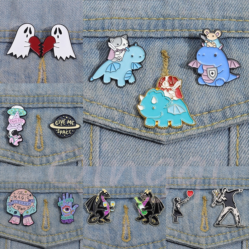 Set 2-3 Ghim Cài Áo Tạo Hình Các Nhân Vật Hoạt Hình Dễ Thương