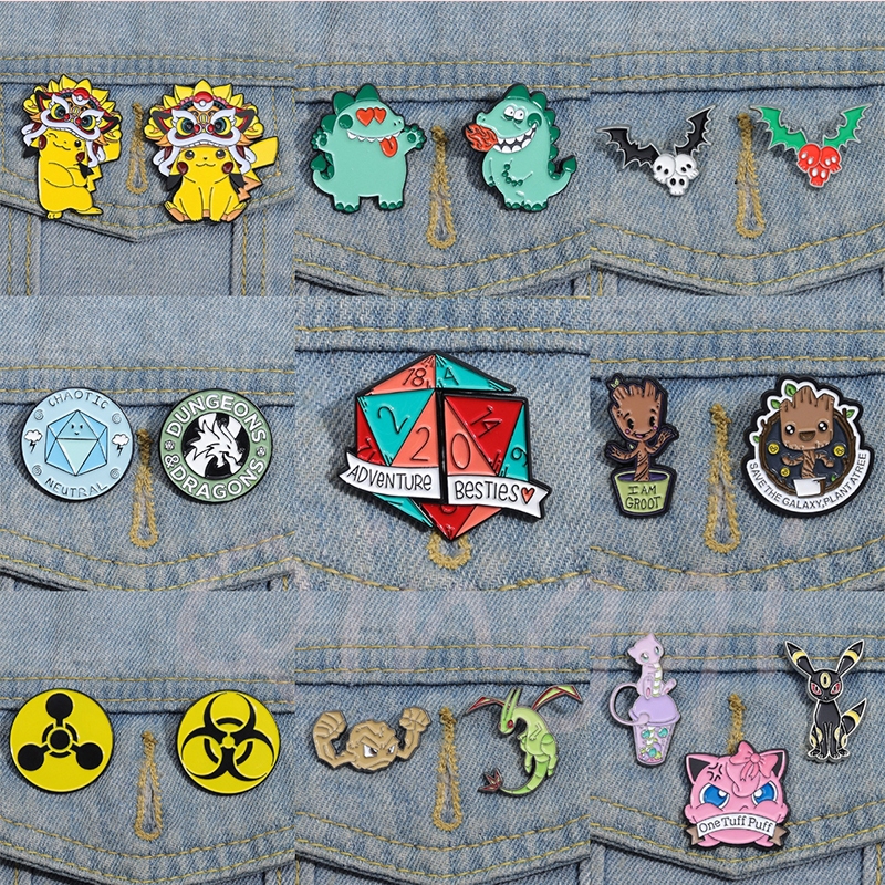 Set 2-3 Ghim Cài Áo Tạo Hình Các Nhân Vật Hoạt Hình Dễ Thương