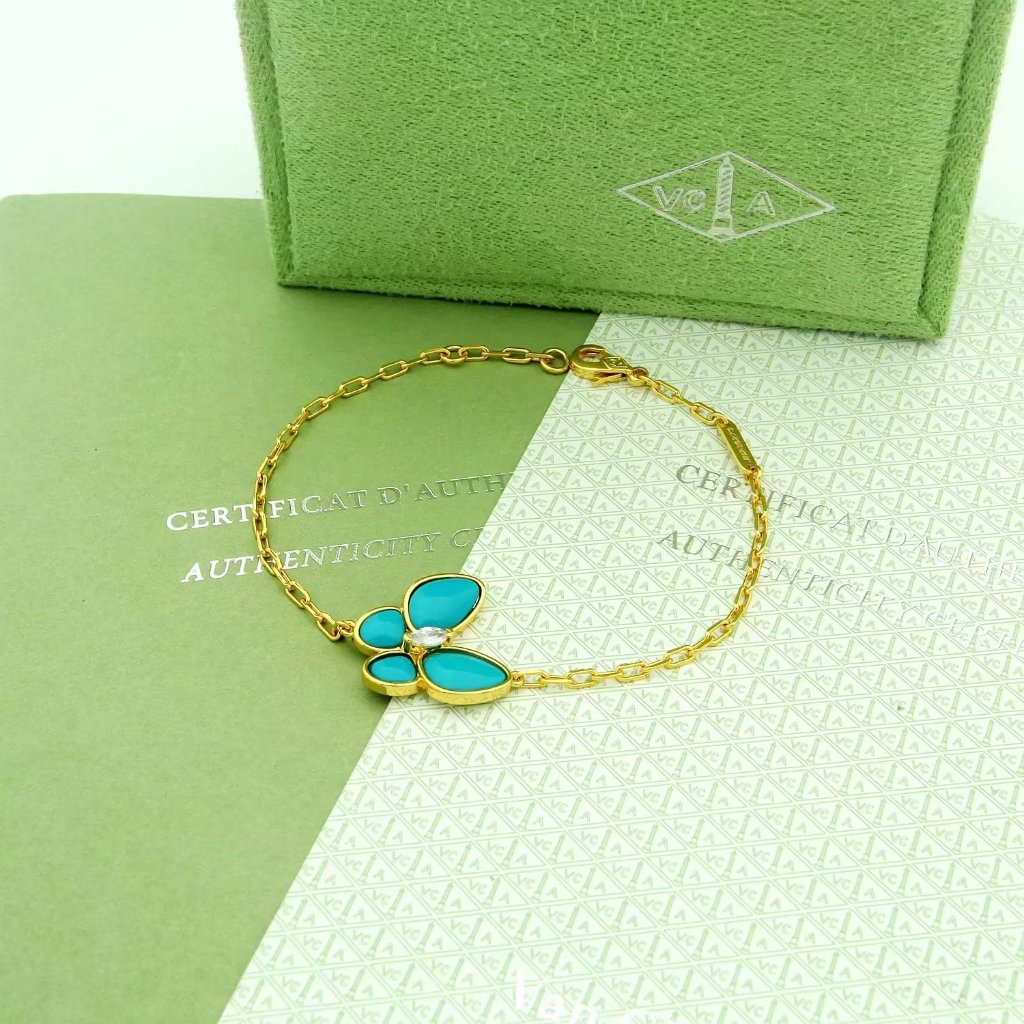 Mới Vòng Tay / Dây Chuyền Mặt Hình Bướm Màu Xanh Lam Ngọc Thời Trang Cho Nữ