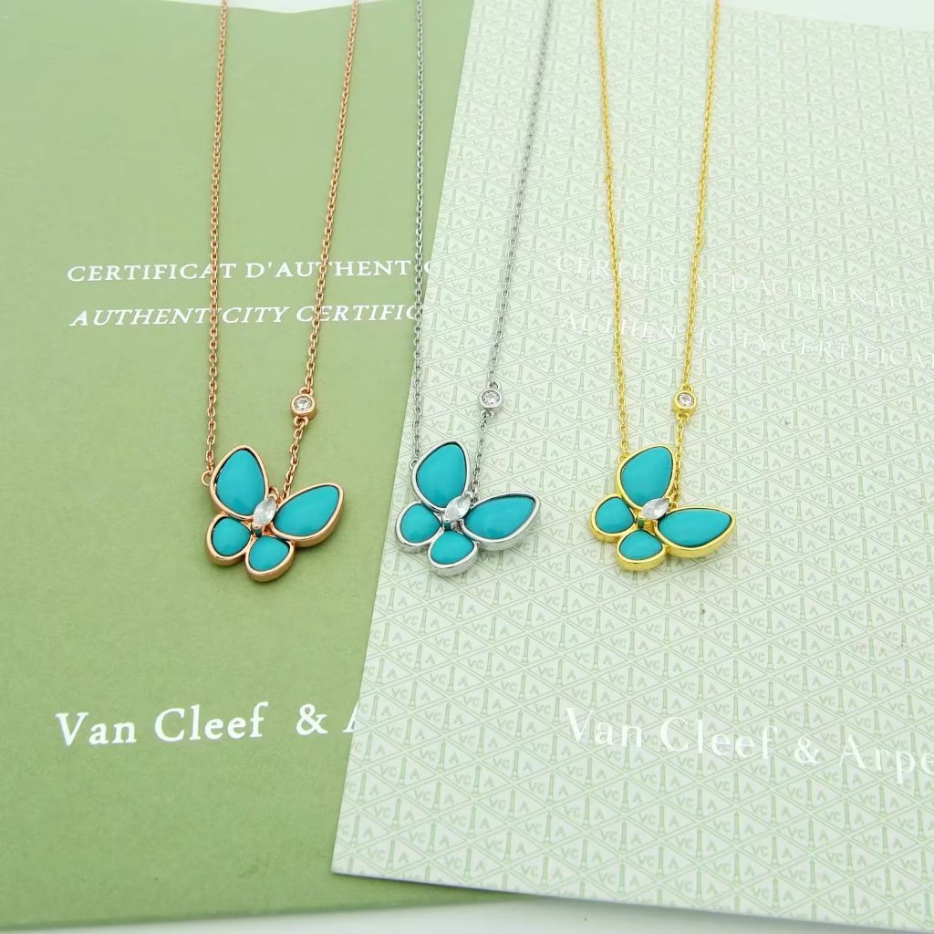 Mới Vòng Tay / Dây Chuyền Mặt Hình Bướm Màu Xanh Lam Ngọc Thời Trang Cho Nữ