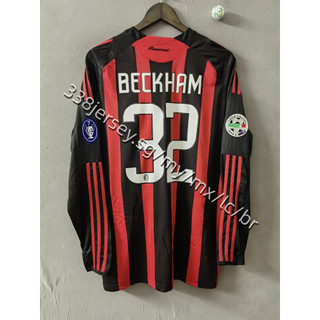 Áo thun bóng đá dài tay phong cách retro 08-09 ac milan beckham chất lượng cao