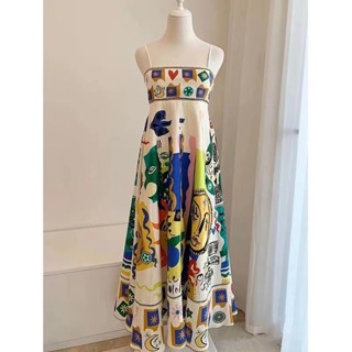  Đầm maxi Sát Nách Dáng Rộng In Họa Tiết Phong Cách Hàn Quốc Thời Trang Mùa Hè Cho Nữ Mới 