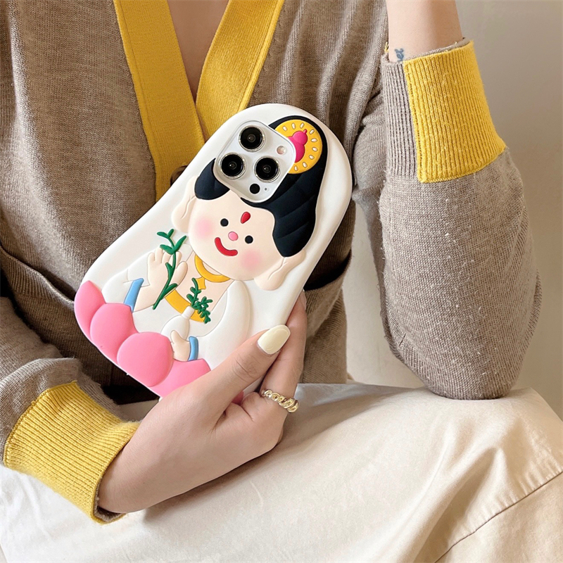 Silicone Ốp Điện Thoại Silicon Mềm Họa Tiết Phật Hoạt Hình Cho iphone 15 pro max 14promax 13 iphone 11 12 promax