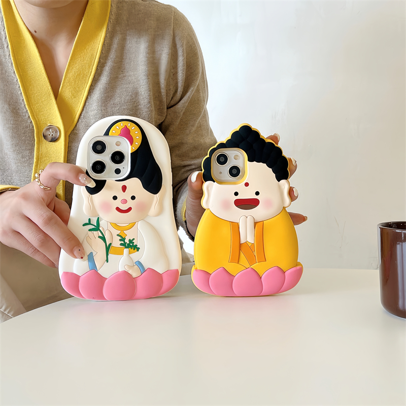 Silicone Ốp Điện Thoại Silicon Mềm Họa Tiết Phật Hoạt Hình Cho iphone 15 pro max 14promax 13 iphone 11 12 promax