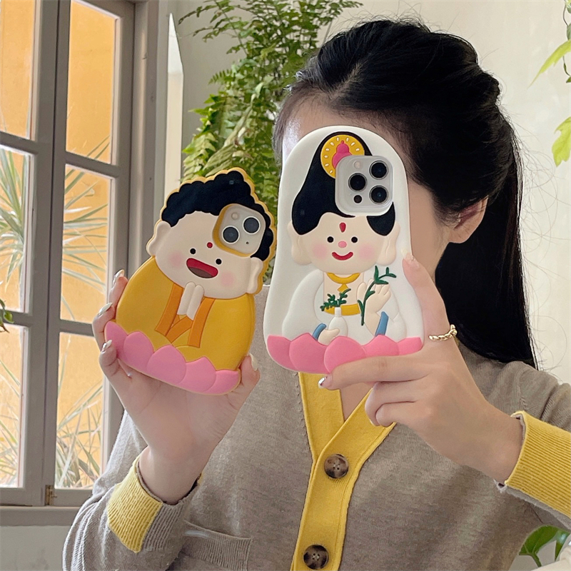 Silicone Ốp Điện Thoại Silicon Mềm Họa Tiết Phật Hoạt Hình Cho iphone 15 pro max 14promax 13 iphone 11 12 promax