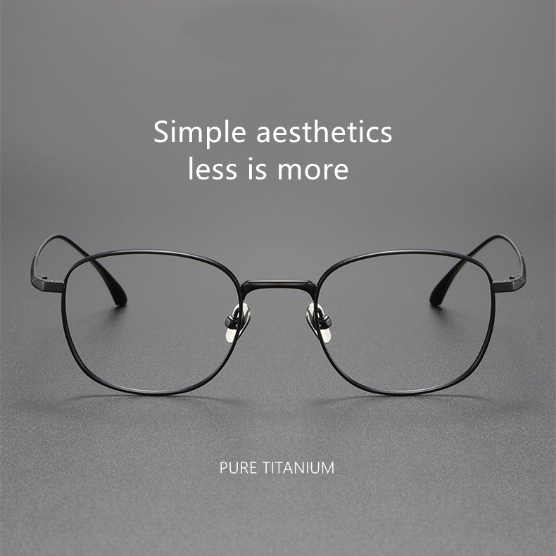 Mắt Kính Gọng Vuông Siêu Nhẹ Bằng Titan Phong Cách Nhật Bản Đơn Giản
