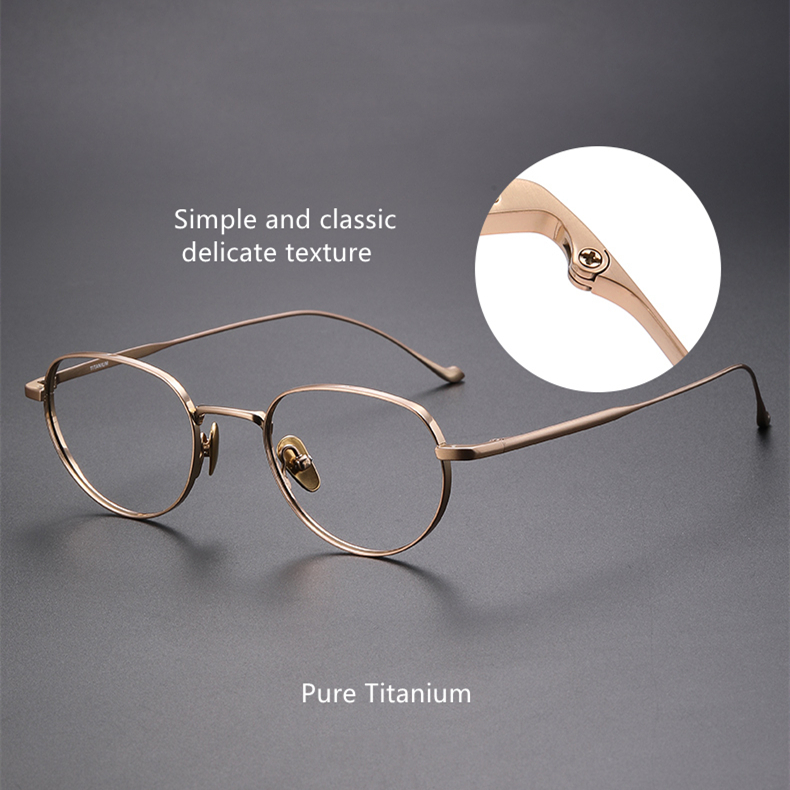 Mắt Kính Hình oval Nhỏ Cong Bằng Titan Nguyên Chất Siêu Nhẹ 7g Phong Cách Nhật Bản Cổ Điển Dành Cho Bạn Nữ