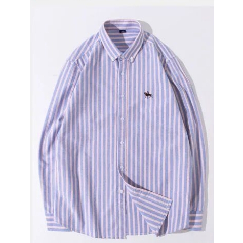 Áo Sơ Mi Tay Dài Họa Tiết Kẻ Sọc Chất Liệu 100% Cotton Thời Trang Xuân Thu Cho Nam30%