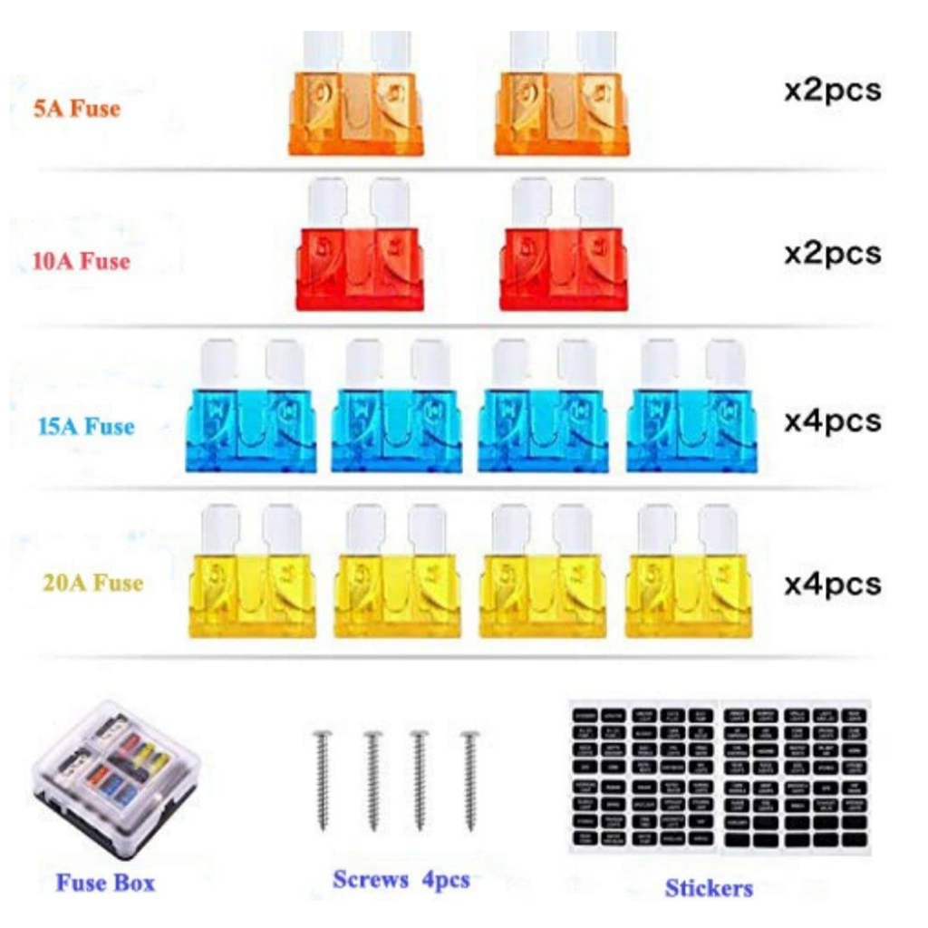 Cầu Chì 6 Chiều 12v Kèm Cầu Chì + Đèn led Cảnh Báo Chống Nước Cho Xe Hơi