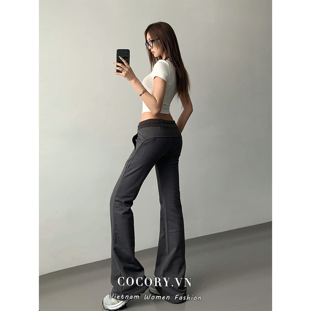 Cocory vn Quần Thể Thao Ống Loe Lưng Thấp Thời Trang Cho Nữ