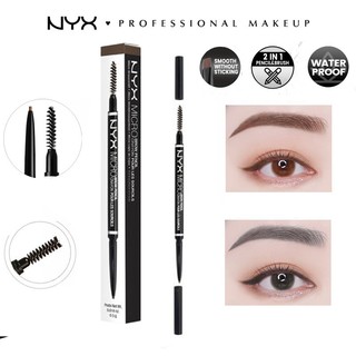 NYX mico brow pencil ultra-fine double-ended eyebrow pencil with eyebrow brush dễ dàng trang điểm mà không bị lem trang điểm mắt