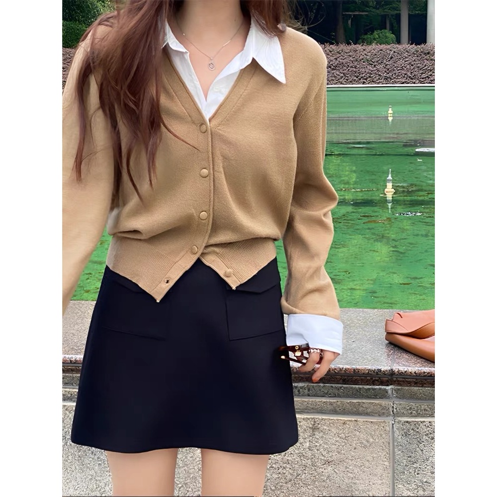 Áo sweater Giả Hai Lớp Cổ polo Phong Cách Thu Đông Mới 2023