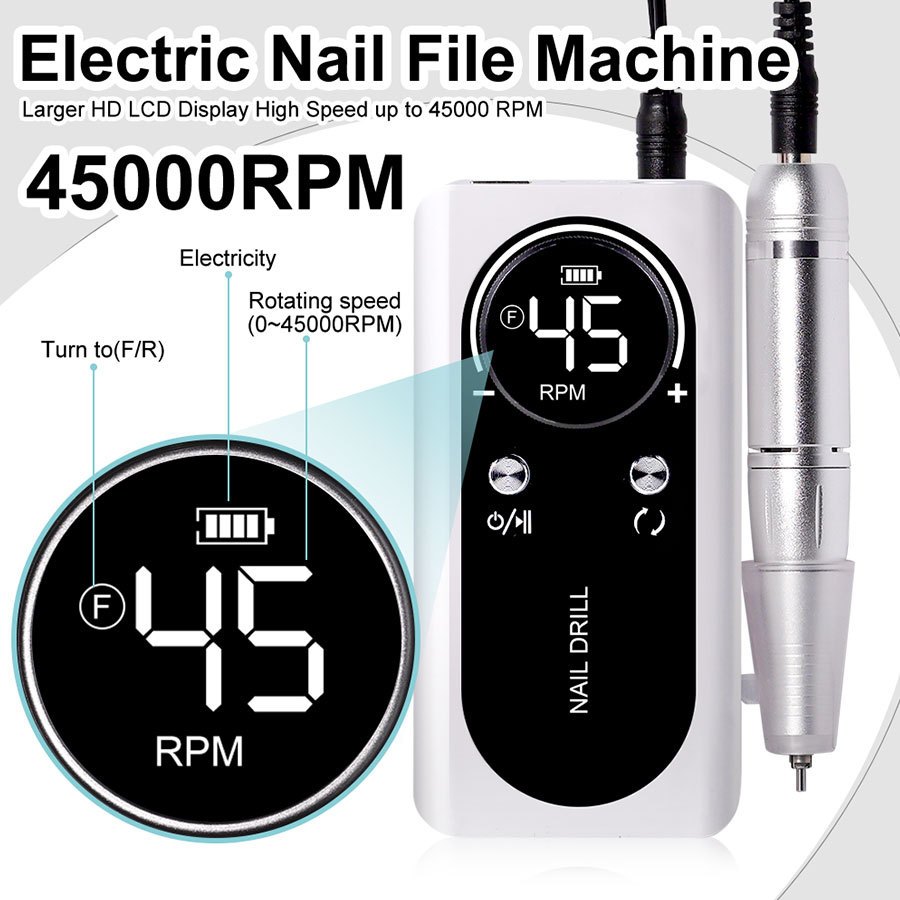 Máy mài móng tích điện 45000 RPM Chất Lượng Cao