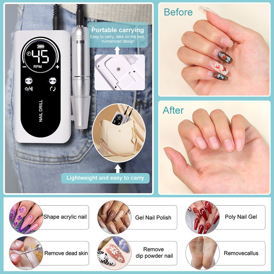 Máy mài móng tích điện 45000 RPM Chất Lượng Cao