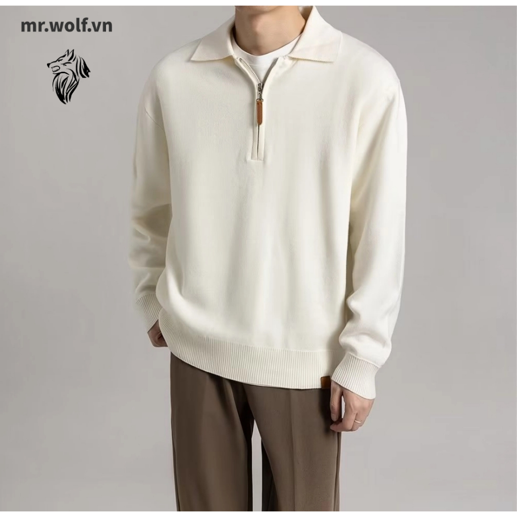 Áo sweater Dệt Kim Chui Đầu Tay Dài Màu Trơn Thời Trang 2023 Hàn Quốc áo thun nam tay dài simple áo nam đẹp bigsize áo phông rộng fashion dây kéo