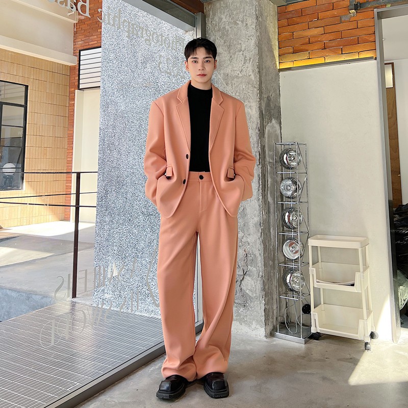 October Áo Khoác blazer Len Màu Hồng nude Phong Cách Hàn Quốc Cao Cấp Thời Trang Thu Đông Dành Cho Nam