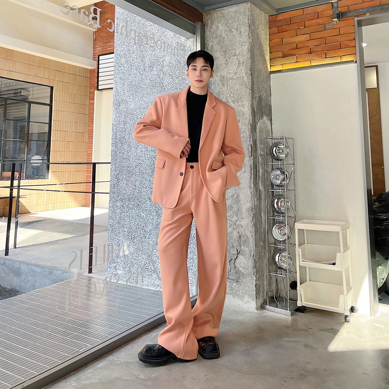 October Áo Khoác blazer Len Màu Hồng nude Phong Cách Hàn Quốc Cao Cấp Thời Trang Thu Đông Dành Cho Nam