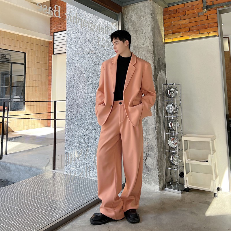 October Áo Khoác blazer Len Màu Hồng nude Phong Cách Hàn Quốc Cao Cấp Thời Trang Thu Đông Dành Cho Nam