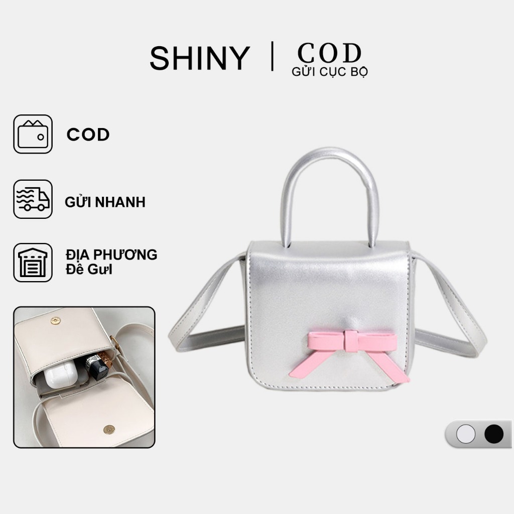 túi đeo chéo mini nữ Cỡ Nhỏ Đính Nơ Dễ Thương Thời Trang 2023 Cho Bạn Gái vuông Da PU Hàn Quốc cho ví cầm tay chìa khoá son môi mini bag