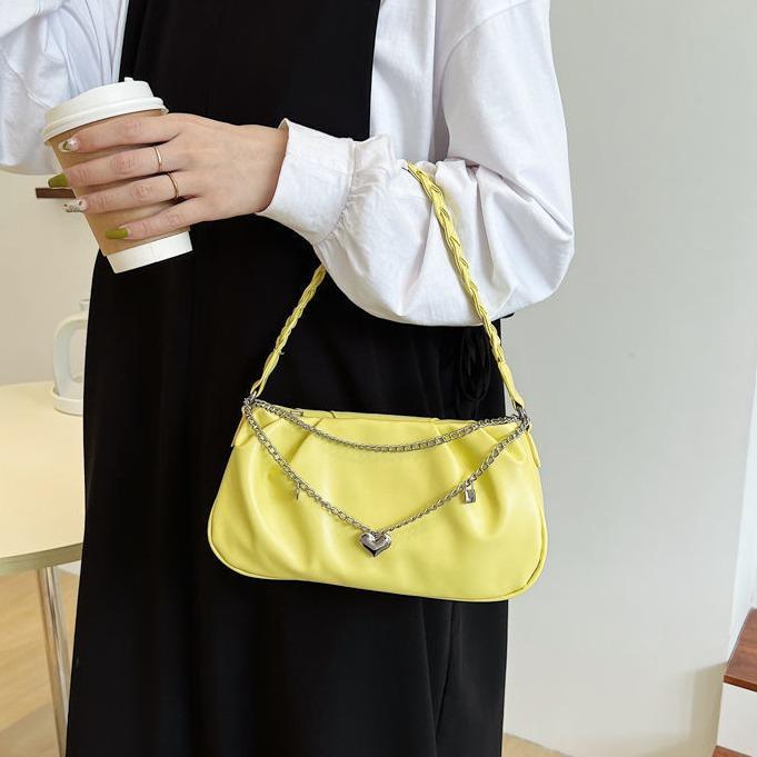 Túi kẹp nách nữ Túi đeo vai da túi xách vuông Đen trắng khóa kéo túi xách xếp ly Đơn Giản Dễ Phối Đồ Phong Cách vintage Công Túi Sở PU Leathe