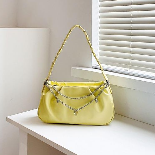 Túi kẹp nách nữ Túi đeo vai da túi xách vuông Đen trắng khóa kéo túi xách xếp ly Đơn Giản Dễ Phối Đồ Phong Cách vintage Công Túi Sở PU Leathe