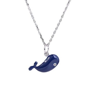 Dây chuyền mạ bạc 925 mặt hình cá heo đính đá zircon xanh dễ thương phong cách hàn quốc cn223