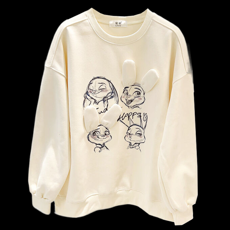 Áo sweater Tay Dài Dáng Rộng In Hình Thỏ Dễ Thương Phong Cách Hàn Quốc Thời Trang Xuân Thu Cho Nữ