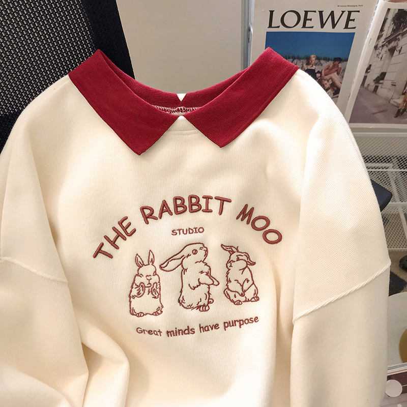 Áo sweater Dáng Rộng In Hình Thỏ Dễ Thương Cho Nữ