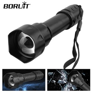  Đèn pin Zoom LED tầm nhìn ban đêm hồng ngoại BORUiT T20 Đèn pin chống nước IPX6 