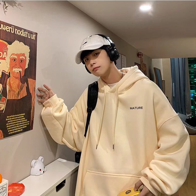 Áo Hoodie Dáng Rộng Có In Chữ Thời Trang Cá Tính Cho Nam