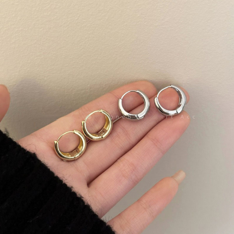 Bông Tai Dạng Nhẫn Màu Trơn Đơn Giản Chất Lượng Cao