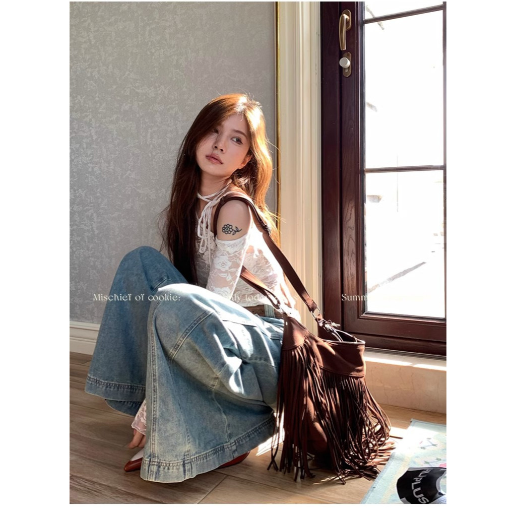 Áo Kiểu Tay Dài Phối Ren Thời Trang Mùa Thu Hàn Quốc Cho Nữ